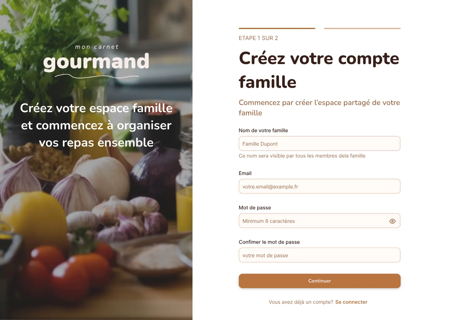 Capture du projet Mon Carnet Gourmand