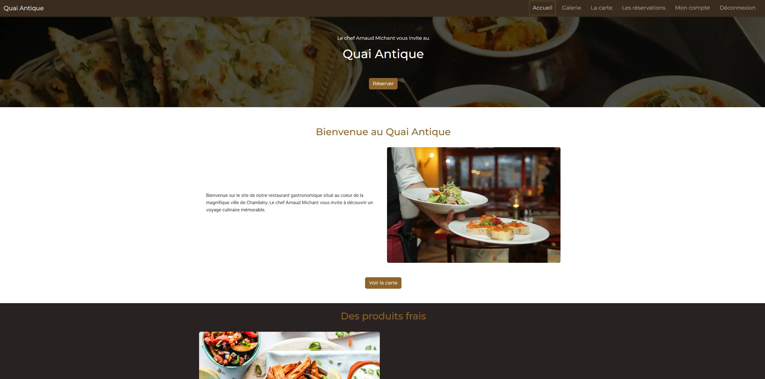 Aperçu de l'application Le Quai Antique sur ordinateur et mobile